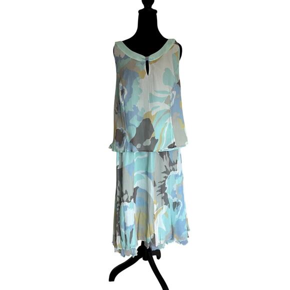 Un Jour Ailleurs 100% Silk 3 Piece Set Top Skirt Shawl Women's Size 14 - Picture 3 of 9